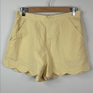 Free People Scalloped Hem Pale Yellow Shorts Size Medium